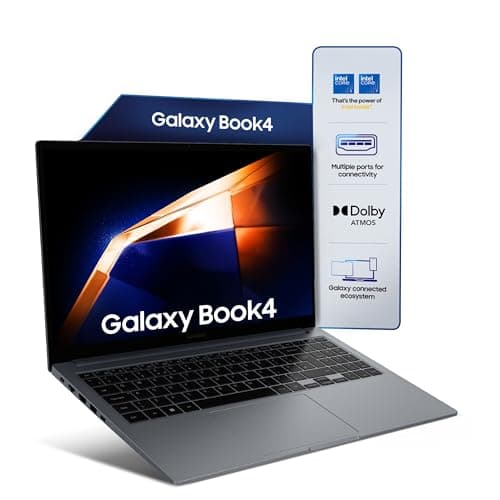 Samsung Galaxy Book4 (Gray, 16GB RAM, 512GB SSD)| 15.6" Full HD Screen| Intel i7 14th Gen 150U Processor| Windows 11 Home| MS Office 2021| Fingerprint Reader| Intel Iris XE Graphics| RJ45 LAN Port