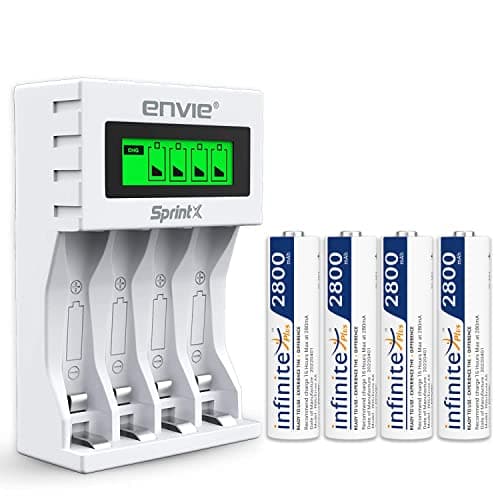 ENVIE® (ECR11MC + 2800 4PL) SprintX Ultra Fast Rechargeable Batteries Charger for AA & AAA Ni-MH with 4xAA2800mah Rechargeable Batteries, with Over Charge Protection