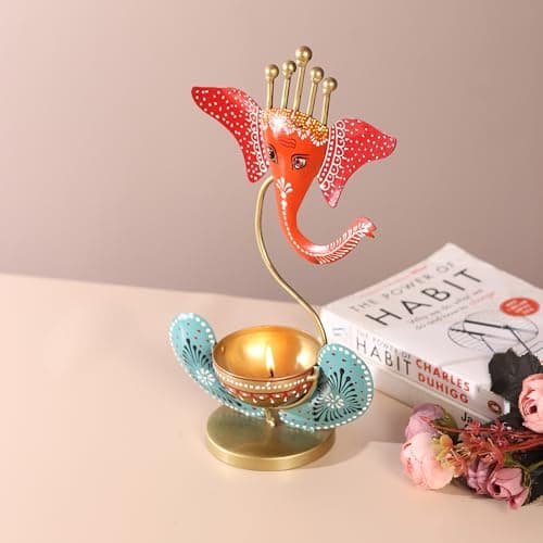 Habere India-All the Cultures Fabricating India Lord Ganesha Idol Tea Light Holder l Tea Light Holder for Home Decoration, Pooja Room | Corporate Gift Items l Tabletop Gifts for Office Desk 4