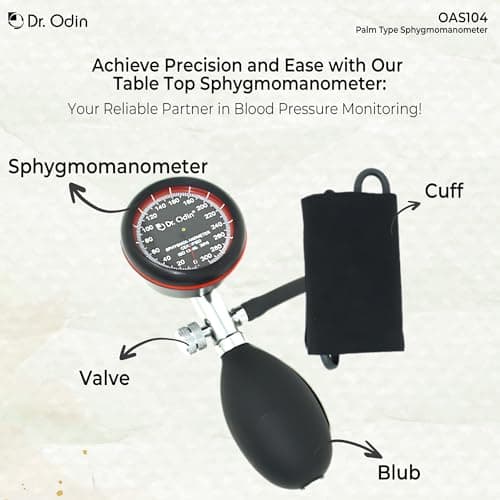 Dr. Odin OAS104 Aneroid Sphygmomanometer Precision Blood Pressure Monitor with Durable Cuff, Easy Read Dial, Portable Design for Professional and Home Use (Palm Type Sphygmomanometer) 2
