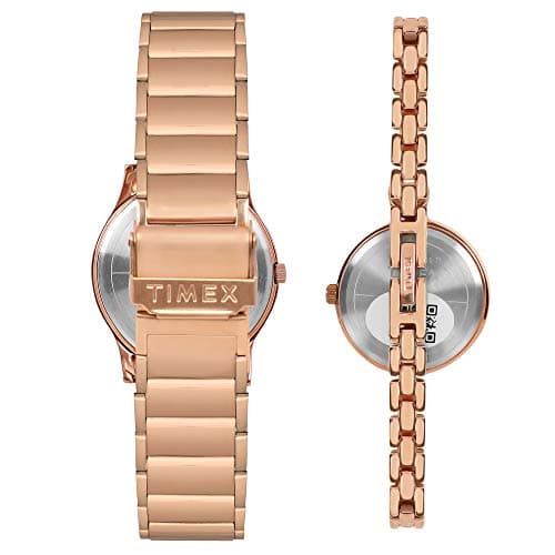 TIMEX Classics Analog Watch for Unisex with White Round Dial & Rose Gold Stainless Steel Bracelet Band Water Resistant Unisex Wrist Watches - TW00PR263 4