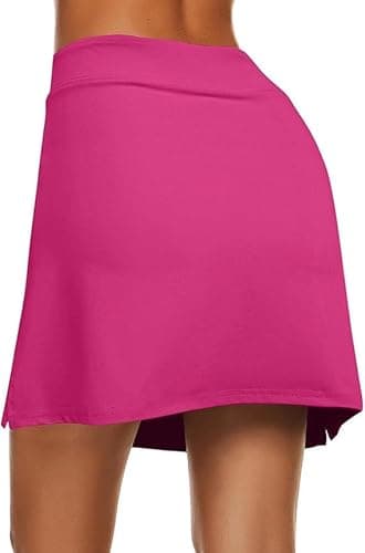 Nora Nico Women's High Rise Flared Stretchy Opaque Skater Skirts with Shorts (skarter-Skirt-Ruby-Pink-m) 2