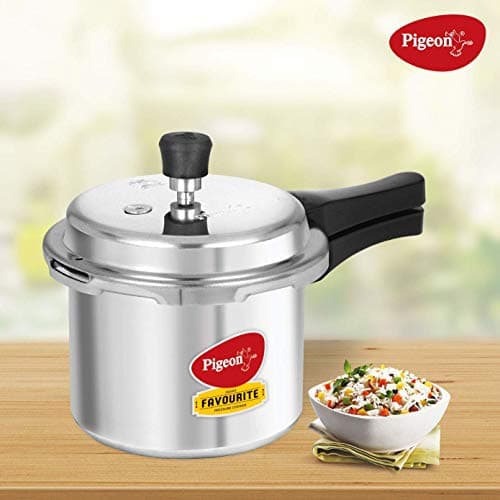 Pigeon By Stovekraft Favourite Induction Base Aluminium Pressure Cooker with Outer Lid, 3 Litres (Silver) 2