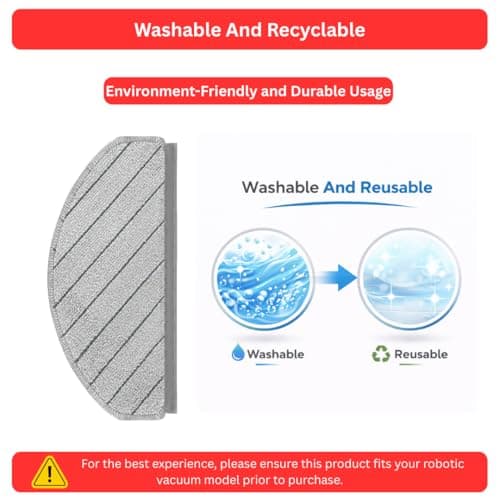 Reverbo Mop Cloths Compatible with Ecovacs Deebot N20 Pro, N30 White and N30 Plus – Replacement Parts for Robotic Vacuum Cleaner | Set of 2 Washable, Reusable Microfiber Mops for Deep Floor Cleaning 4