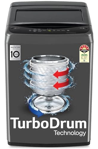 LG 7.5 Kg 5 Star Smart Inverter Technology Fully Automatic Top Load Washing Machine (T75VBMB1Z, Auto Prewash, Turbodrum, Stainless Steel drum, LED Display, Smart Diagnosis, Middle Black)
