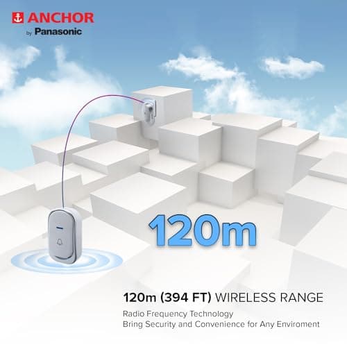 Anchor by Panasonic Wireless Doorbell | 45 Melodies Calling Bell for Home, Office with 120 Meter Operating Range | Door Bell for home (22730) 3