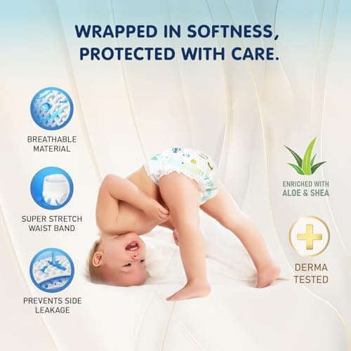 Amazon Brand – Supples Super Comfort Baby Diaper Pants | Small (4–8 kg), 70 Count | Dermatologically tested, Ultra-Thin, Soft & Breathable | Wetness Indicator, Anti-Leak, All-Night Absorbency 2