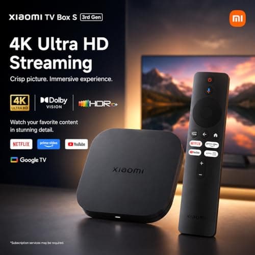 TV Box S (3rd Gen) 4K UHD Streaming Media Player Compatible with Google TV, Wi-Fi 6, Dolby Vision, Dolby Atmos, DTS:X, 2GB RAM, 32GB Storage, Voice Remote 2