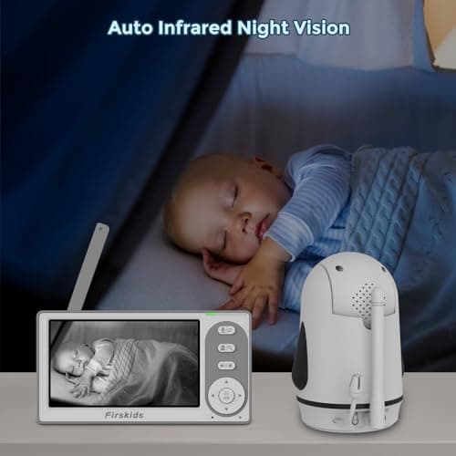 Firskids Baby Monitor - 1000ft Long Range Baby Monitor with Camera and Audio No WiFi, Built in 3500mAh Battery,Auto Night Vision, Temperature, 2-Way Talk, 8 Lullabies, 4.3'' Screen 4