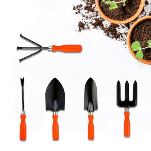 Cinagro Metal Grarden Tools Kit, Set of 5, Weeder, Big & Small Trowel