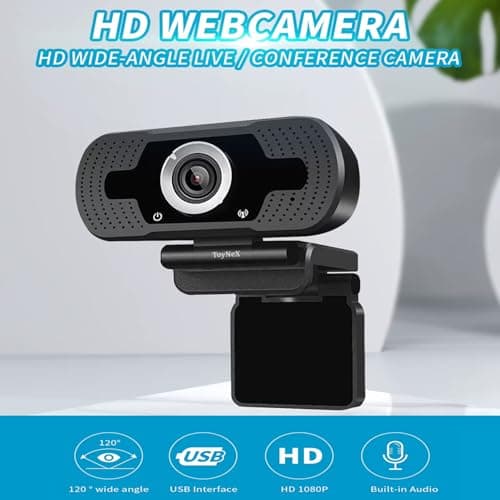ToyNeX HD 1080P Webcam Autofocus Web Camera Desktop with Mic, USB Webcam for Webcast Conference Cam for PC Laptop Computer Online Meeting.(Black) 2