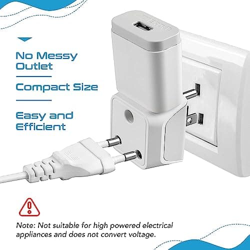 Ceptics India to USA Converter Plug, 2 in 1 Canada Travel Adapter - Type B - CE Certified - RoHS Compliant – White - 1 Pack - Lifetime Limited Warranty 5
