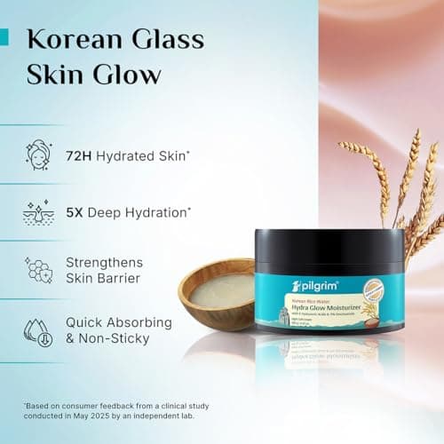 Pilgrim Korean Light Gel Oil Free Hydra Glow Moisturizer Cream 100 g| With Hyaluronic Acids, 3% Niacinamide, Rice Water for 5x Hydration & Instant Glass Skin | Hydrating Gel for All Skin Type 3