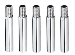 KINIK CP Brass Extension Nipple 6 Inch Length 1 2 Inch Thread Size Chrome Finish Plumbing Pipe Fitting Pack of 5