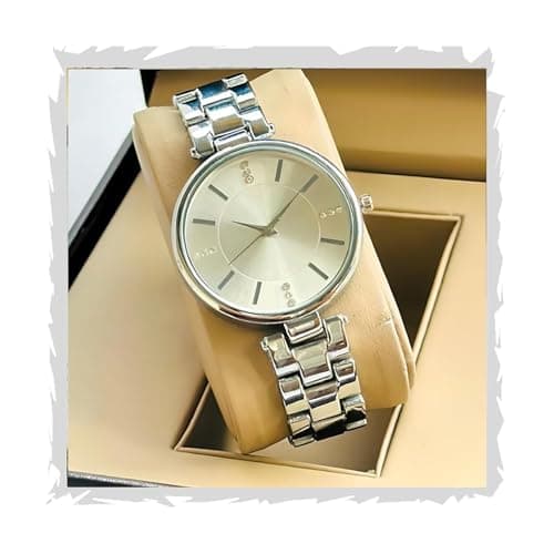 styledose Women Analogue Wrist Watches for Women's & Girls&Miss&Ladies Diamond Studded Dial Rosegold Colored Stylish Bracelet Strap (Silver)