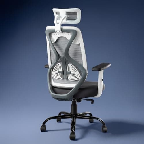 CELLBELL C190 Berlin Office Chair, High Back Mesh Ergonomic Home Office Desk Chair (Grey - White)