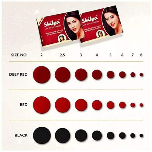 SARANSH Creation Shilpa Vive Bindi Kumkum (Pack of 15) Dermatologically Tested Bindi (DEEP RED, 6) 5