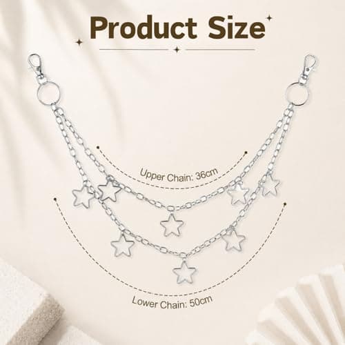BendJoy® Star Punk Layered Pant Chain for Men & Women | Gothic Waist Accessory with 5-Point Star Pendant, 2-Layer Design for Jeans & Trousers 2