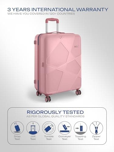 Safari Pentagon Pro 8 Wheels 65cm Medium Size Trolley Bag, Hard Case Polypropylene, 360º Wheeling Small Check in Luggage, Suitcase for Travel, Trolley Bags for Travel, Rose Gold 5