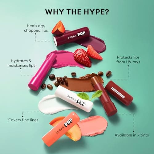 SUGAR POP Nourishing Lip Balm | Castor Oil, Shea Butter & Avocado Oil | Hydrating | 4.5gm- 02 Cherry 2