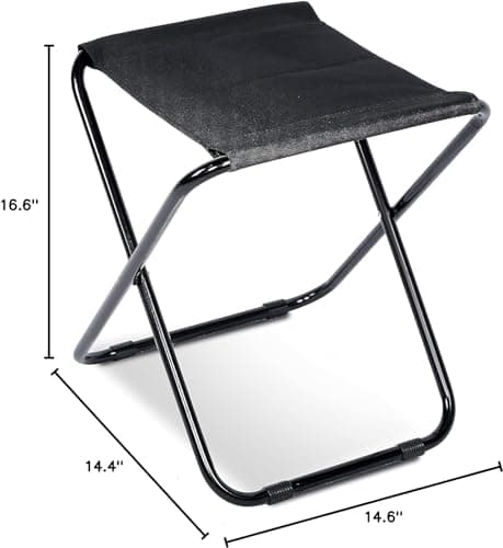 CRAFTSPEN -Camp Chair, Foldable Stool Light Weight Metal Material 17.5 Height Practical Foldable Stool Design Fishing Picnic Camping BBQ Beach Hunting Hiking, Climbing a Mountain Travel (Black) 6