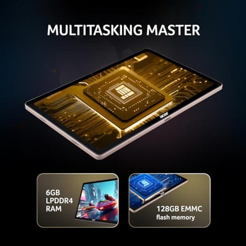 Acer Iconia Tab iM10-22 | 10.36" 2K IPS Display, Quad Speakers, Helio G99, 6GB + 128GB, 16MP Rear + 8MP Front Camera, Fingerprint Reader, Wi-Fi + 4G LTE(Calling), Android 14, Slim Metal Body, Gold 4