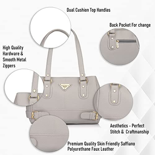 Fostelo Women's Nightingale Satchel Tote Handbag for Women | Ladies Purse | Stylish Shoulder Bag | Gift For Women | Grey 2