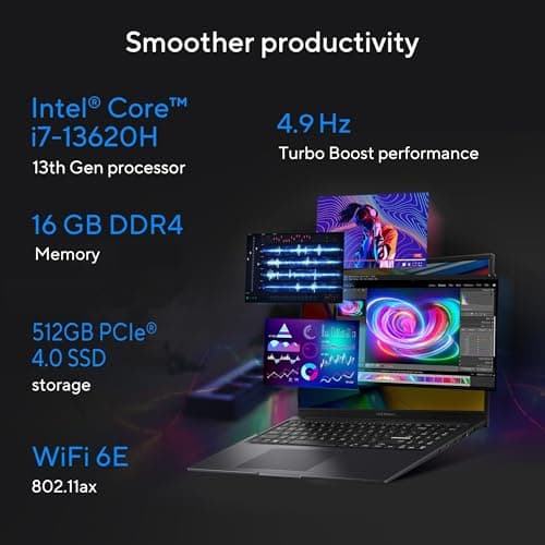 ASUS Vivobook 16X (2025),Smartchoice, Intel Core i7-13620H,Creator/Gaming Laptop(RTX 3050-4GB/16GB RAM/512GB SSD/FHD+/16"/144Hz/M365 Basic (1Year)*/Office 2024/Indie Black/1.8 Kg) K3605VC-RP517WS 3