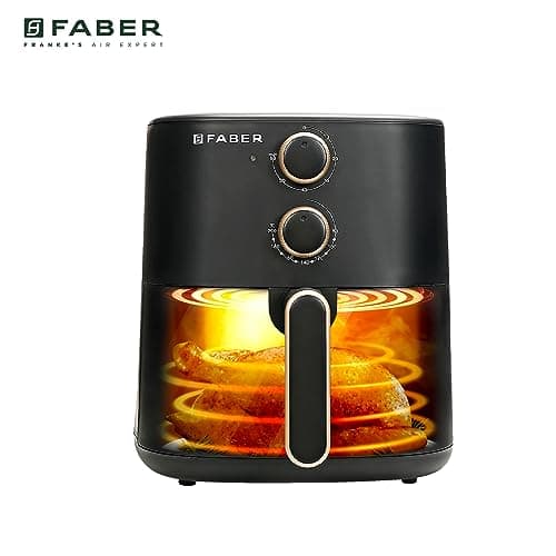 Faber 6 liter 1500W Air Fryer|Fry, Bake, Roast, Toast, Defrost, Grill & Reheat|360° Rapid Air Cooking, 85% Less Oil|Temperature & Time Control, Non-Stick Fryer Pan, Auto-Off | Sleek Design | (Black) 2