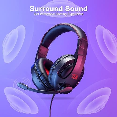 Redragon H211 Cronus Black Wired Gaming Headset, Stereo Surround Sound, Noise-Canceling Microphone, Dynamic RGB Backlight, 40 mm Drivers, Over-Ear Headphones Works for PC/PS5/XBOX/NS 3