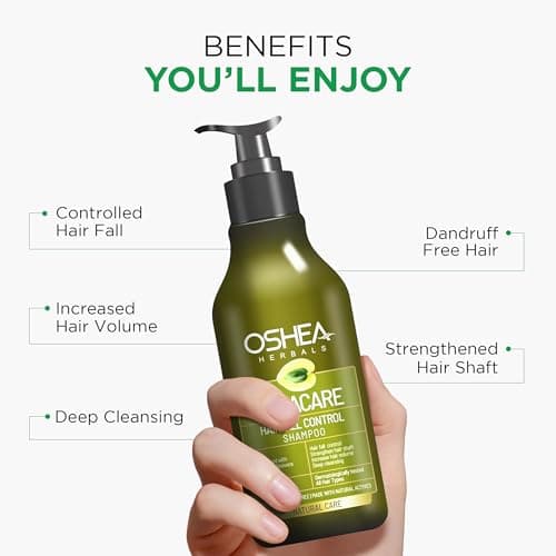 Oshea Herbals Natural Amlacare Hairfall Control Shampoo | Deep Cleansing, Increase Hair Volume with Controlled Hairfall & Strengthens Hair Shaft | Enriched with Amla & Aloe vera Extracts - 500 ml (Pac 5