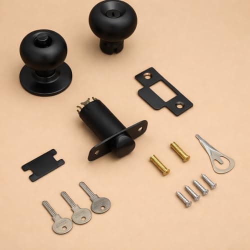 Heavy Duty Door Lock with 3 Keys | Black Cylindrical Lock/Tubular Door Knob/ 30mm to 50mm Door Thickness/Lock for Main Door, Bedroom & Office (Matt Black, with Key) 5