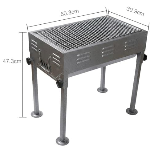 R RUNILEX Portable Folding Charcoal Barbecue Desk Tablestyle Outdoor Smoker Large BBQ Garden Terrace Camping Travel (50.3X 30.9x47.3cm) Hiking Picnics Backpacking (Grey) 3