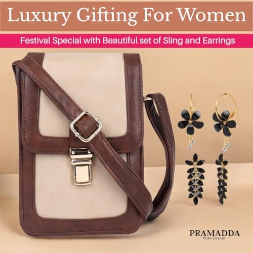 Pramadda Pure Luxury Elegant Gift combo set for women Sling Bag with Earrings | Rakhi Raksha Bandhan Gift For Sister | Birthday Gift For Girls | Festival Diwali Christmas Gift Items. 3