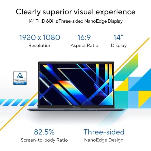 ASUS Vivobook 14, (i5 14th Gen) Intel Core 5 120U, Thin & Light Laptop(16GB RAM/512GB SSD/FHD/14/60Hz/Fingerprint Reader/M365 Basic (1Year)*/Office Home 2024/Quiet Blue/1.4 Kg) X1404VAP-EB1542WS 3