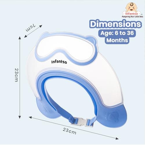 Infantso TEAR-FREE Baby Shower Cap for Kids | Adjustable Bath Visor Hat for Shampoo & Water Protection | Soft TPE Eye & Ear Shield | Bathing Hat - Waterproof Shampoo hat for Washing Hair, Shower Bathi 4