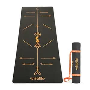 WiseLife Boho Alignment 8mm Yoga Mat Combo | Non-Slip Yoga Mat with Yoga Blocks, Strap & Carry Bag | Thick Exercise Mat for Yoga, Pilates, Gym & Flexibility Training (Black)