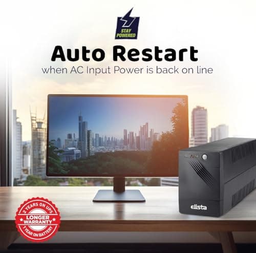 Elista 1KVA(1000VA)/600 W Line Interactive UPS for Desktop PCs, Laptops, Routers, Networking Devices and Gaming Consoles with Automatic Voltage Regulation, Overload Protection,Generator Compatible 5