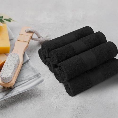 AmazonBasics Cotton Towel 500 GSM (Pack of 12, Black) 3
