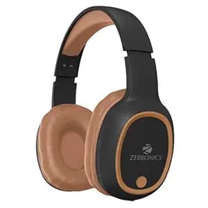 ZEBRONICS Thunder (2026 Upgrade) Wireless Headphones, BT v6.0, True 60 hrs Playback, 40mm Drivers, ENC, Gaming Mode, Dual Pairing, AUX & microSD, Rapid Charging, Call Function (Brown)
