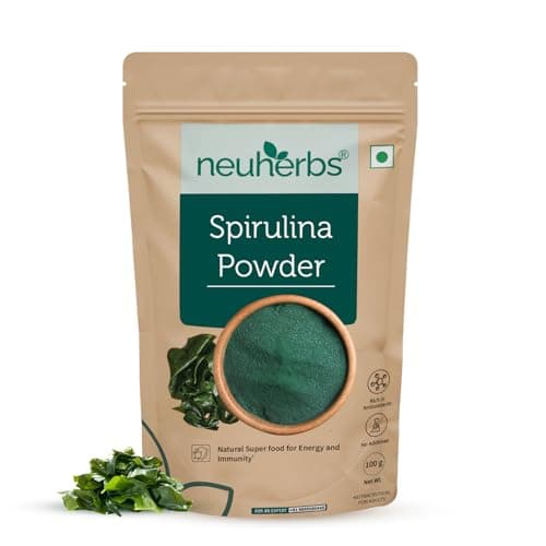 Neuherbs Spirulina Powder - 100g | Supports Energy, Immunity & Detox | Rich in Iron, Calcium, Potassium & Omega 3 6 9 | 100% Pure & Natural With No Artificial Additives