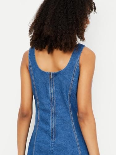 Max Women Panelled Denim Dress(Blue_L) 5