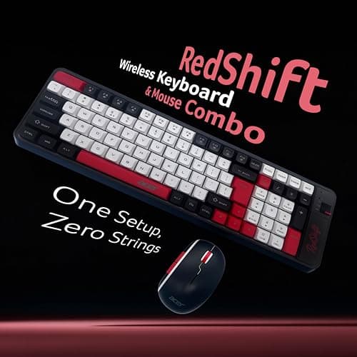Acer RedShift Wireless Keyboard & Mouse Combo | Bluetooth + 2.4GHz Dual Mode | Multi-Device | 100-Key Slim Quiet Keyboard | 6-Button Mouse with 1600 DPI | Windows, Android, iOS | Black & Red 2