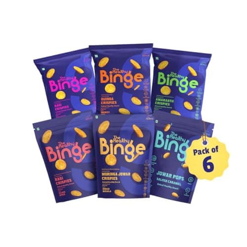 The Healthy Binge Assorted Snacks Combo - Baked Millet Chips, No Palm Oil, Protein Rich, Healthy Snacks for Kids and Adults | Chips Combo (Pack of 6)