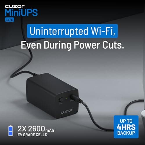 Cuzor Mini UPS Lite 12V Router UPS up to 2A | Up to 4 Hours Backup | WiFi UPS Power Backup for Internet Fiber Modem | 2x2600 mAh | Backup ups for WiFi Router 2