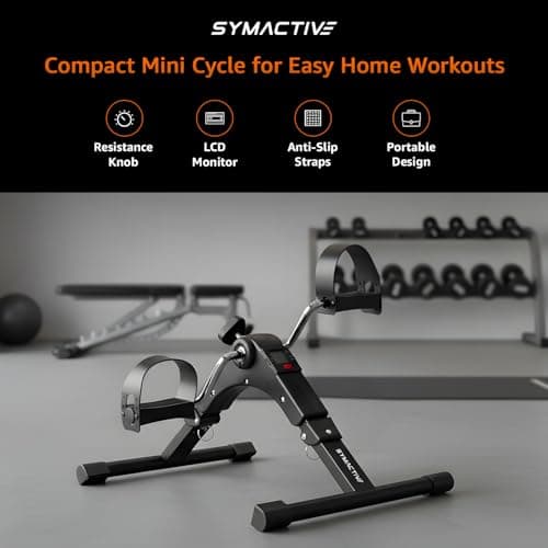 Amazon Brand - Symactive Fitness Mini Cycle Pedal Exerciser I Heavy Material with Fixing Straps| Adjustable Resistance Levels and Digital Display | Anti-Skid, Compact & Portable | Black 3