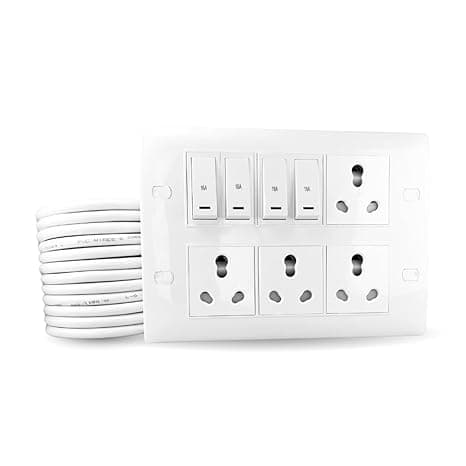 16A Heavy Duty Extension Board with 4 Sockets & 4 Switches, 2.5mm Copper Cable|3500W |Surge Protected Power Strip for Home,Office,Tv,Refrigerator,Computer/Laptop (4 Meter, 16 A Small Plug)