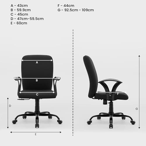 Green Soul Seoul X Office Chair, Mid Back Fabric Ergonomic Home Office Desk Chair with Comfortable & Spacious Seat, Rocking-tilt Mechanism & Heavy Duty Metal Base (Black) 2
