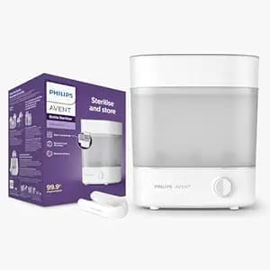 Philips Avent Sterilizer I 2X* Better Germ Protection vs Boiling | Babies Fall Ill Less in Philips Avent Sterliser Homes* | Kills 99.9%* Germs in 10 mins | 2 Yr Warranty | SCF291/00