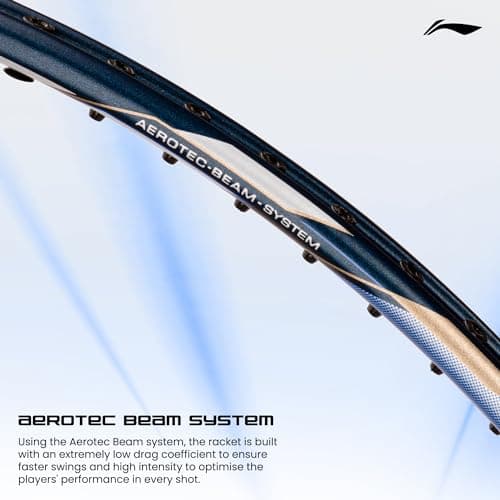 Li-Ning G-Force 5900 Superlite Strung Badminton Racquet with Free Head Cover| 79 Grams (Navy/Gold/White) 4